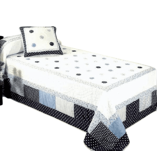 Boutie algodón blanco bodoques azul cama: 150