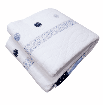 Boutie algodón blanco bodoques azul cama: 150 - 1