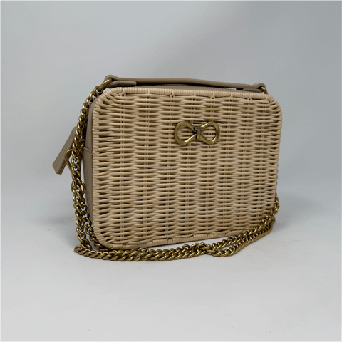 TWINSET bolso camera en rafia color natural - 1