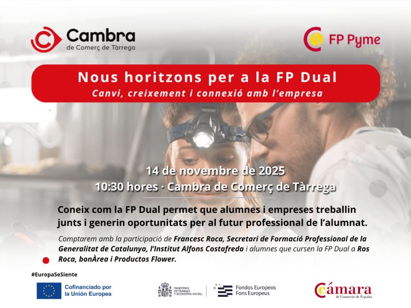 La Cambra de Comerç de Tàrrega impulsa una jornada per donar visibilitat a la Formació Professional Dual