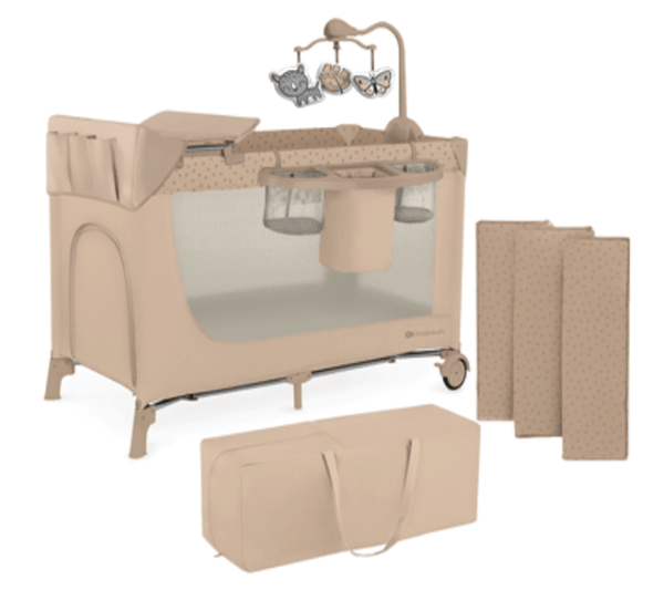 KINDERKRAFT JOY² TRAVEL COT WITH ACCESORIES BEIGE
