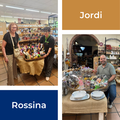 Rossina amb la seva cistella a l'agrobotiga Coselva