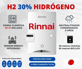 Caldera de gas ZEN de Rinnai de 24, 29 y 34kW // GN & GP & H2 al 30%