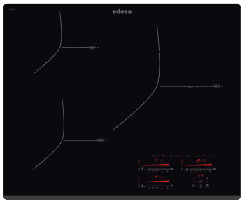 Placa de Inducción Edesa EIMS-6332 B | 63cm | 3 zonas, 1 de 32cm | Multi Slider Touch | 9 niveles de potencia y Booster