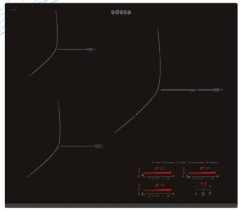 Placa de Inducción EIMS-6330 B | 60cm | 3 Zonas | 9 niveles + Booster | Multi Slider Touch | Stop&Go | Biselado frontal