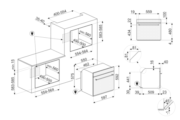SMEG SF800AO HORNO CONVENCIONAL ANTRACITA A Colonial - 3