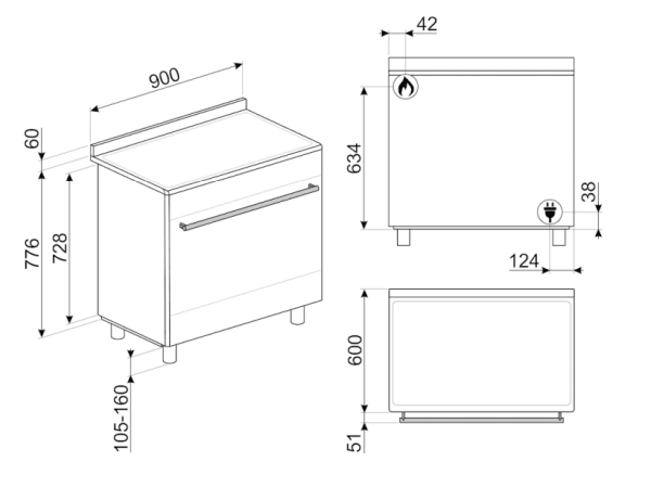 SMEG CO96GMA9 COCINA ANTRACITA GAS 6 ZONAS 90X60CM A Colonial - 9