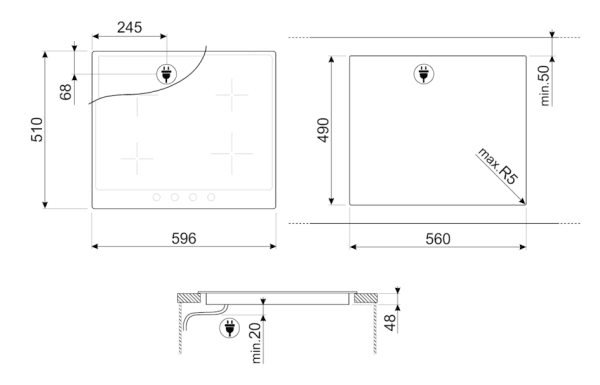 SMEG P864AO VITROCERAMICA ANTRACITA 4 ZONAS 60CM Colonial - 3