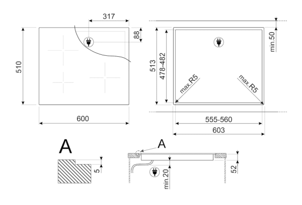 SMEG SI2641DP INDUCCION CREMA 4 ZONAS 60CM Colonial - 6