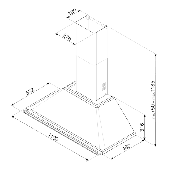 SMEG KT110BLE CAMPANA NEGRA 110CM 820CM3/H A Victoria (duplicate) - 3