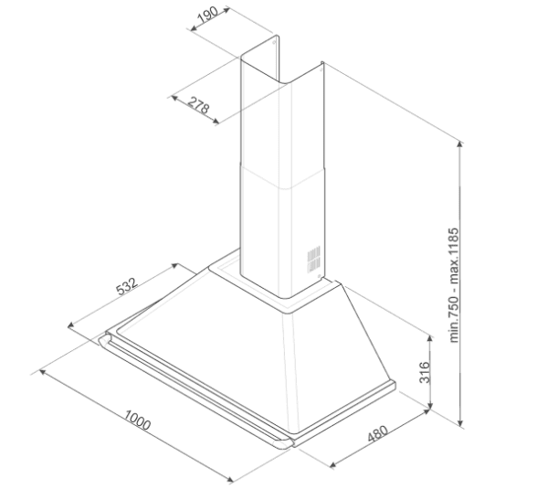 SMEG KT110GRE CAMPANA GRIS 110CM 820CM3/H A Victoria (duplicate) - 3