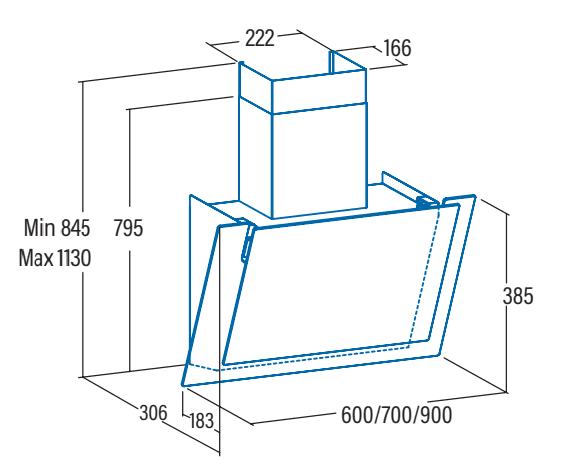 CATA VALTO 700 XGWH CAMPANA VERTICAL CRISTAL BLANCO 70CM 575M3/H A+ Motor BrushLess (duplicate) - 3