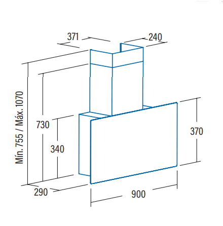 CATA GRECO PRO SILENCE 90 BK CAMPANA VERTICAL CRISTAL NEGRO 90CM 865M3/H A+ Motor Alta Potencia - 2