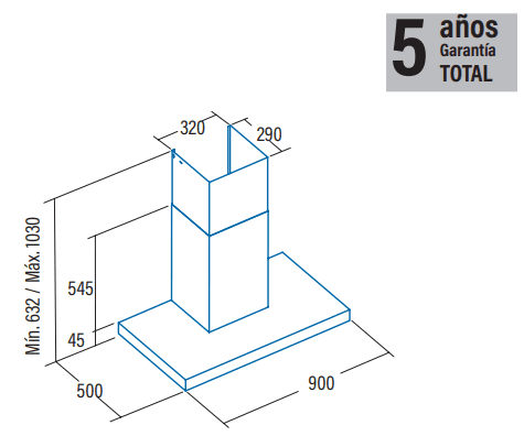 CATA GLADIUS PRO SILENCE 900 XGBK CAMPANA CAJON CRISTAL NEGRO 90CM 865M3/H A+ Motor Alta Potencia - 3