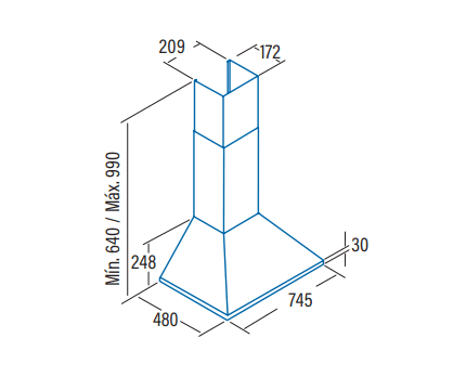 CATA OMEGA 7500 X /L CAMPANA INOX 75CM 595M3/H A Motor TT600 - 2