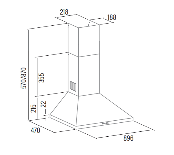 CATA V-9000 X /A CAMPANA INOX 90CM 480M3/H C Trapezoidal - 2