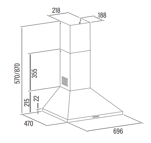 CATA V-9000 X /A CAMPANA INOX 90CM 480M3/H C Trapezoidal (duplicate) - 3