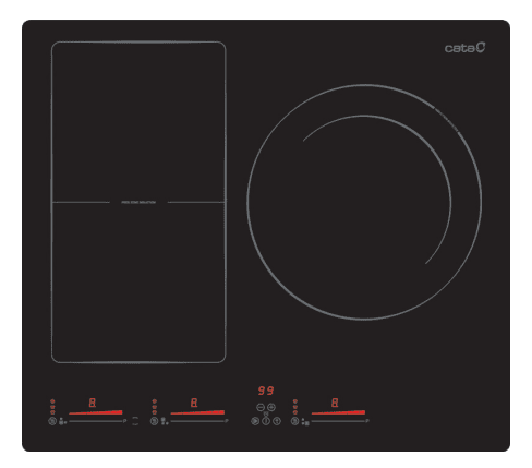 CATA INSF 6011 BK INDUCCION NEGRA 60CM 3 ZONAS MAX 40CM Booster