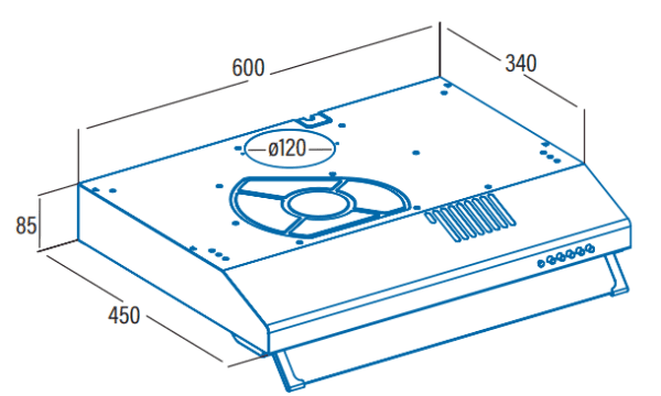 CATA LF-2060 WH CAMPANA CONVENCIONAL BLANCA 60CM 195M3/H Control Mecanico - 3