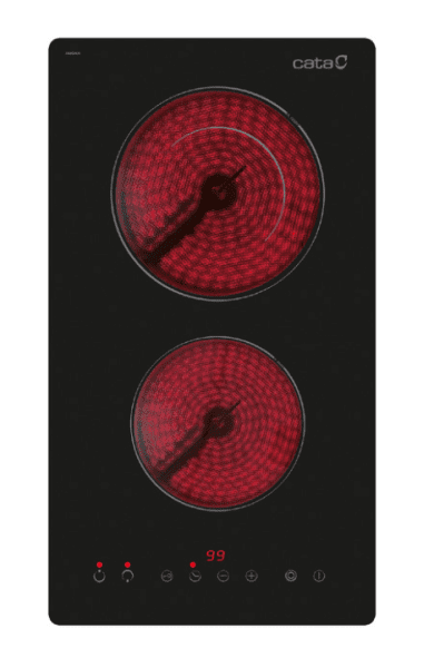 CATA TD 3002 BK VITROCERAMICA 30CM 2 ZONAS MAX 18CM High Light