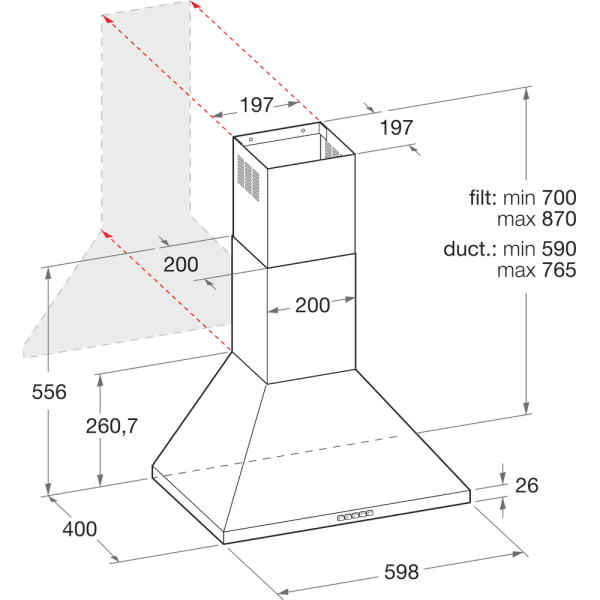 INDESIT IHPC 6.5 LM X CAMPANA INOX 60CM 603M3/H B Luz LED - 7