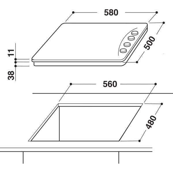 INDESIT PAAI 642 IX/I WE PLACA INOX GAS 60CM 4 Fuegos - 2