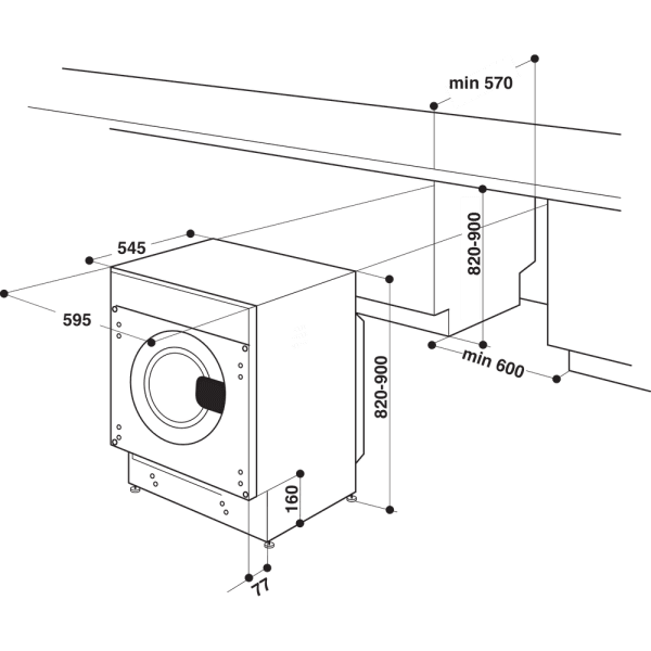 WHIRLPOOL BI WDWG 751482 EU N LAVASECADORA INTEGRABLE 5/7KG 1400RPM E FreshCare + - 5