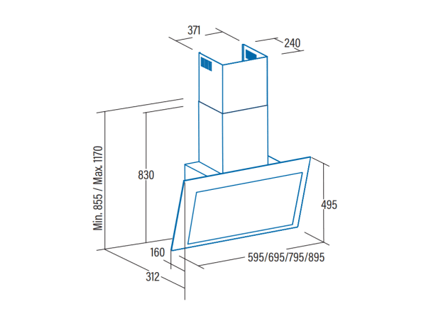 CATA THALASSA 800XGWH /E CAMPANA VERTICAL CRISTAL BLANCO 80CM 842M3/H A+++ Motor Brushless - 2