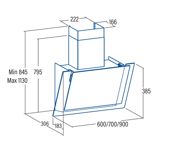 CATA VALTO 900 XGBK CAMPANA VERTICAL CRISTAL NEGRO 90CM 575M3/H A+ Motor BrushLess - 3