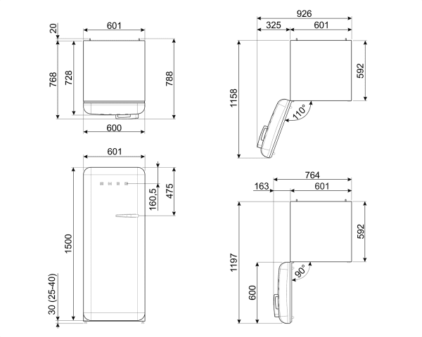 SMEG FAB28LPG5 FRIGORIFICO VERDE AGUA CICLICO 154X60,1X72,8CM D 50's Style - 10