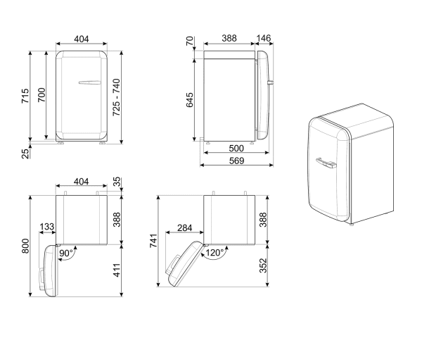 SMEG FAB5LSV5 FRIGORIFICO SILVER CICLICO 74X40,4X50CM D 50's Style - 2