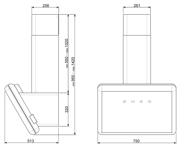 SMEG KFAB75BL CAMPANA INCLINADA NEGRO 75CM 820CM3/H A+ 50's Style - 6