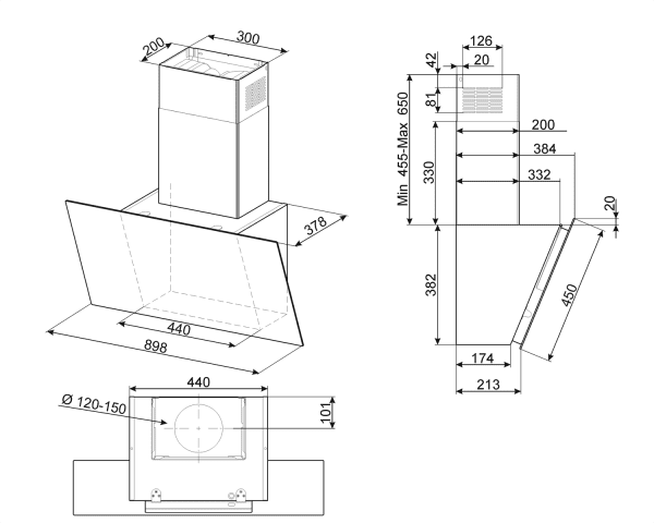 SMEG KICV90BL CAMPANA NEGRO 90CM 750M3/H A+ Universal - 5