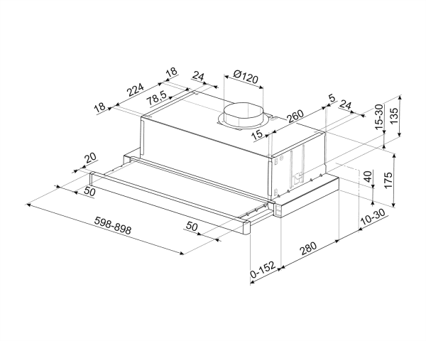 SMEG KSET61E2 CAMPANA TELESCOPICA SILVER 60CM 315M3/H D Universal - 2