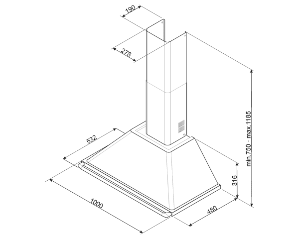 SMEG KT100BLE CAMPANA NEGRA 100CM 820CM3/H A Victoria - 2