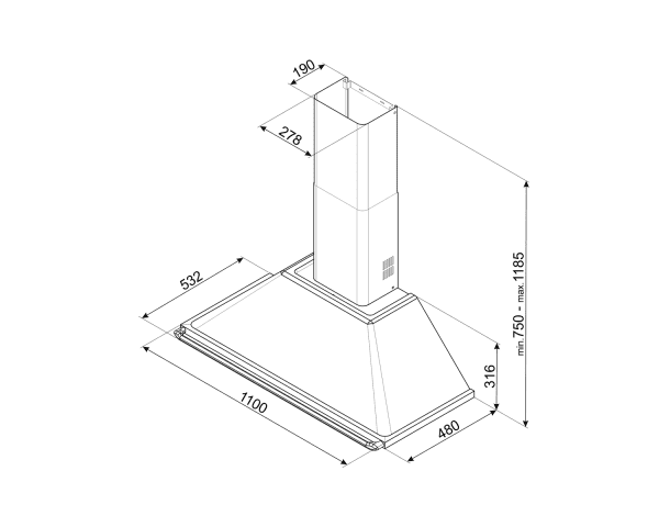 SMEG KT110PE CAMPANA CREMA 110CM 820M3/H A Victoria - 2