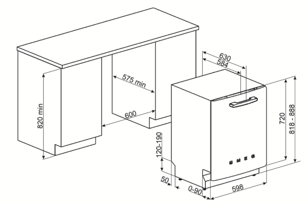 SMEG STFABBL3 LAVAVAJILLAS INTEGRABLE NEGRO 60CM 13 SERVICIOS 44 dB B 50's Style (duplicate) - 6