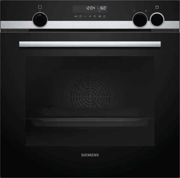 Horno Siemens HR538ABS1 en Cristal Negro, de 60 cm con Vapor | Programas automáticos cookControl | Coccion en 3 niveles perfectCooking 3D | Clase A | iQ500
