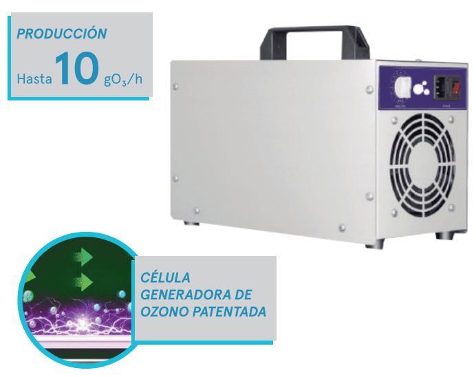 OP-10 Cañón Generador de Ozono 10gr/h Portátil con Temporizador | Certificado