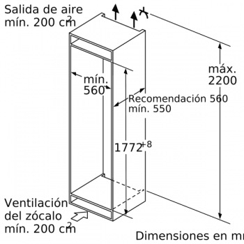Frigorífico Monopuerta Integrable Bosch KIR81AFE0 de 177.5 x 55.8 cm | Clase E | Serie 6 - 7