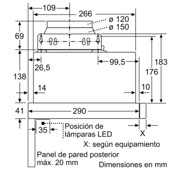 Campana Telescópica Extraíble Siemens LI64MB521 en Plata Metalizado de 60 cm con una potencia de 389 m³/h | Motor iQdrive Clase B | iQ100 - 2