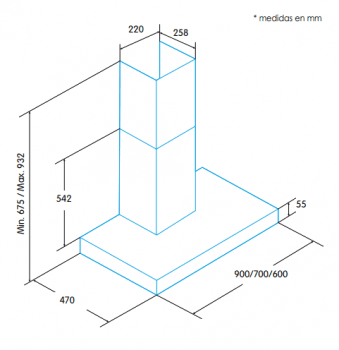 Campana de Pared Edesa ECB-7411 X Inoxidable de 70 cm con 3 niveles a 400 m³/h | Clase C - 2
