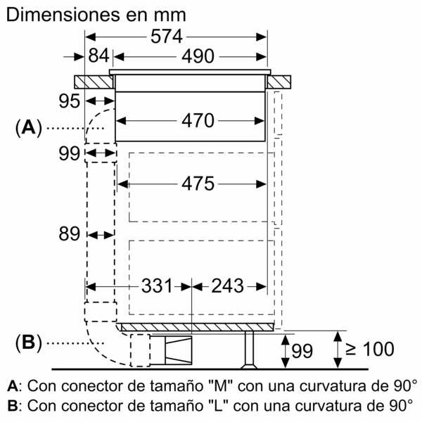 Placa combiInducción de 70 cm con extractor incorporado