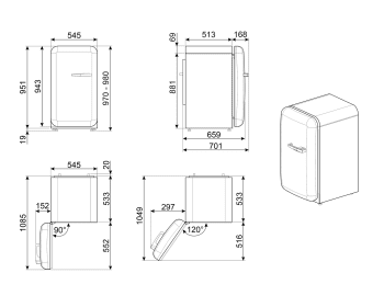 Frigorífico + Congelador Mini Blanco SMEG FAB10LWH5 | Retro Años 50 | Bisagra izquierda | Clase E - 4