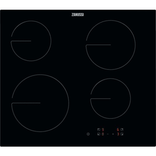 Placa de cocción vitrocerámica Zanussi ZHRX641K | 4 zonas | 60 cm | 4 Hi-light | Zona 21 cm | 2,3 Kw | Sin marco & Easy-fix