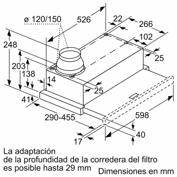Campana Telescópica Extraíble Balay 3BT264MX Inoxidable | 60cm | 389 m³/h |  Clase B - 6