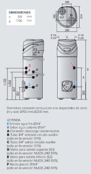 Bomba de Calor Ariston Nuos Primo 200 HC | Vertical/Suelo | Clase energetica ErP en ACS A - 3