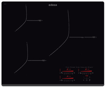 Placa de Inducción Edesa EIMS-6332 B | 63cm | 3 zonas, 1 de 32cm | Multi Slider Touch | 9 niveles de potencia y Booster - 1