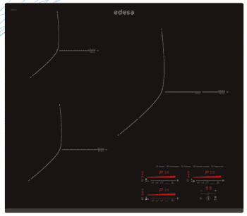 Placa de Inducción EIMS-6330 B | 60cm | 3 Zonas | 9 niveles + Booster | Multi Slider Touch | Stop&Go | Biselado frontal