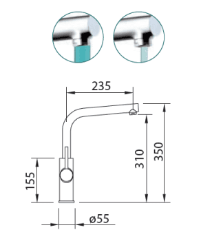 Grifo dispensador ATH Kaiman | Filtración del Agua | Caño giratorio 360º | Stock - 2